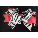  Zebra Print Ribbon Color Layered Hair Bow